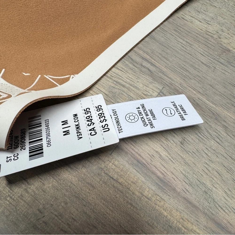 Victoria’s Secret PINK Brown Relay Logo High Neck Sports Bra Medium New with tag - Picture 8 of 9